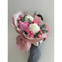 Bouquet of tenderness with hydrangea and peony rose